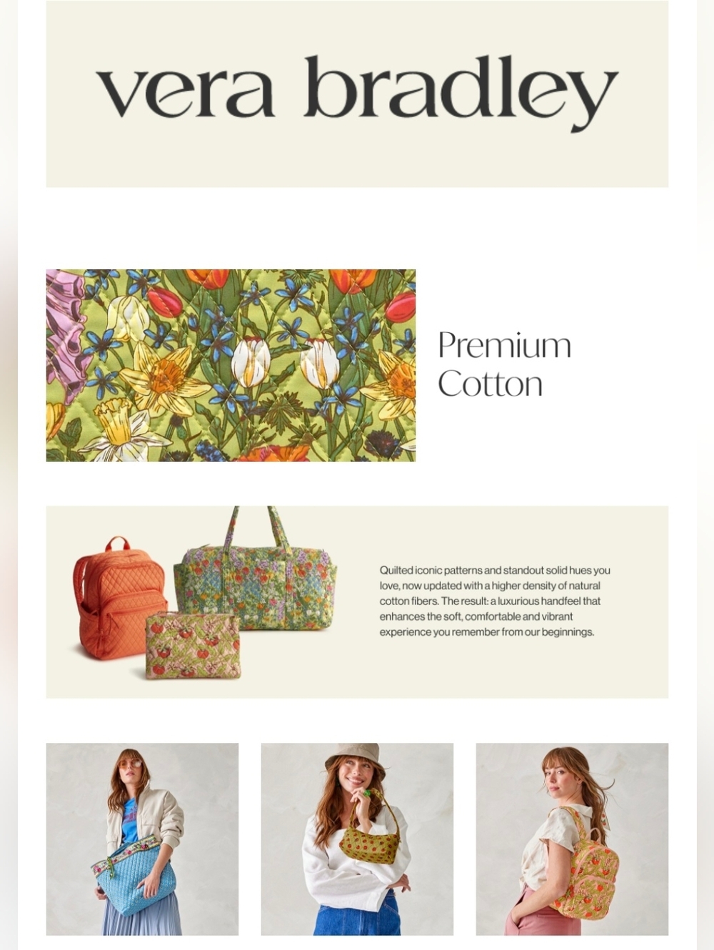 Vera Bradley Women's Premium Cotton Small Original Tote Premium #1259 - Picture 13 of 13